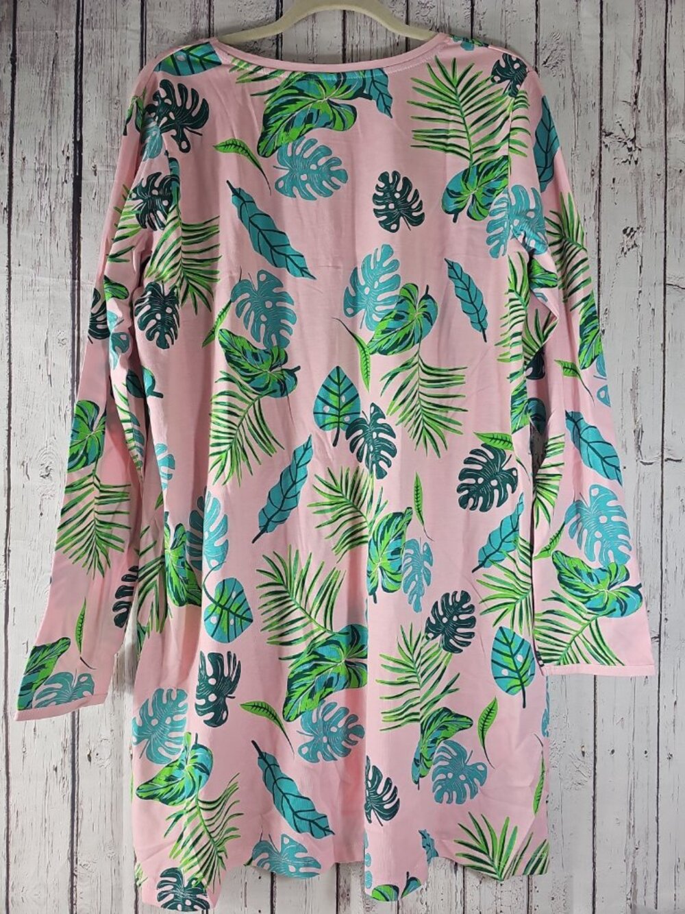 SERRA XL ORGANIC Sleep Shirt Nightgown LS Pink Botanical Organic Cotton NEW - Picture 2 of 11